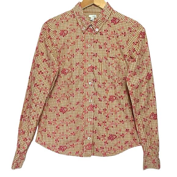 Anthropologie Tops - ANTHROPOLOGIE ODILLE Women’s Gingham and Pink Embroidered Blouse